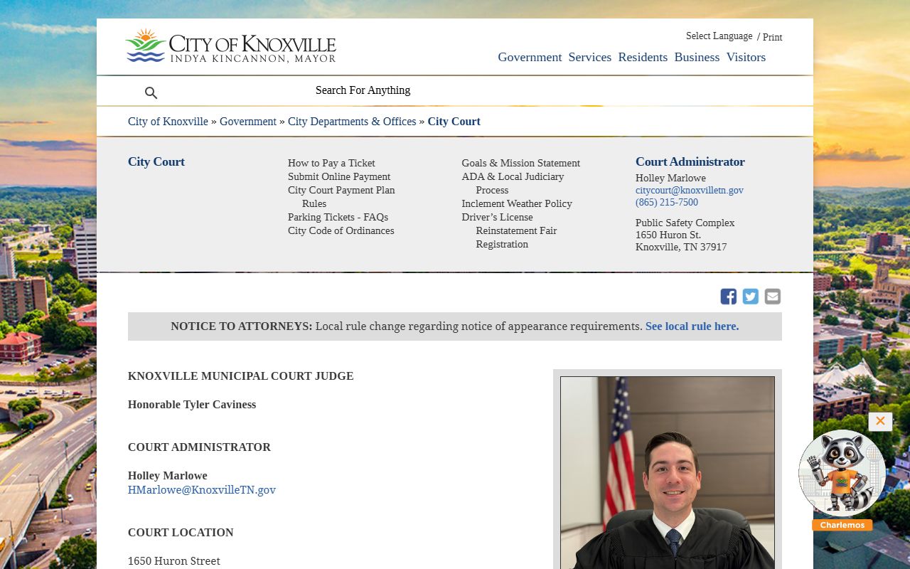 Knoxville DUI records and the Knoxville municipal court page