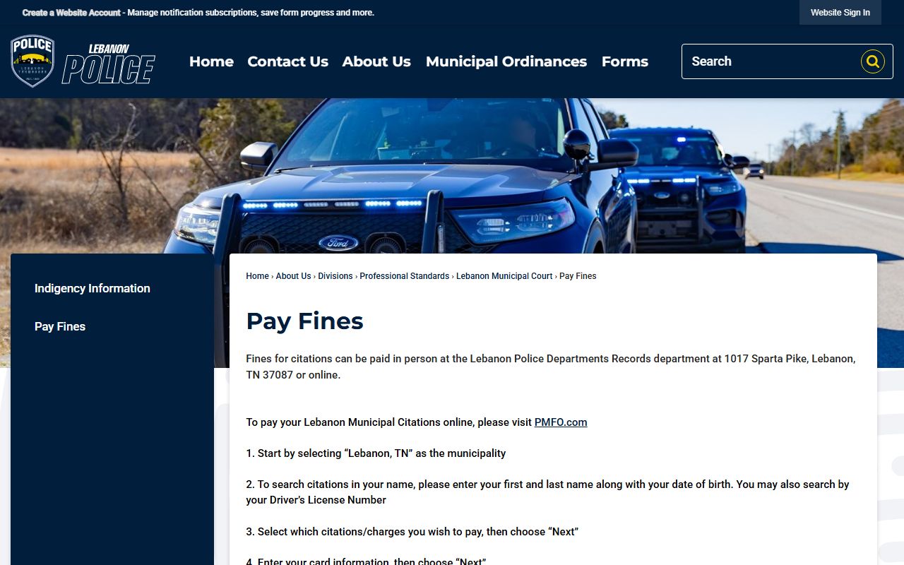 Lebanon DUI Records from the municipal court