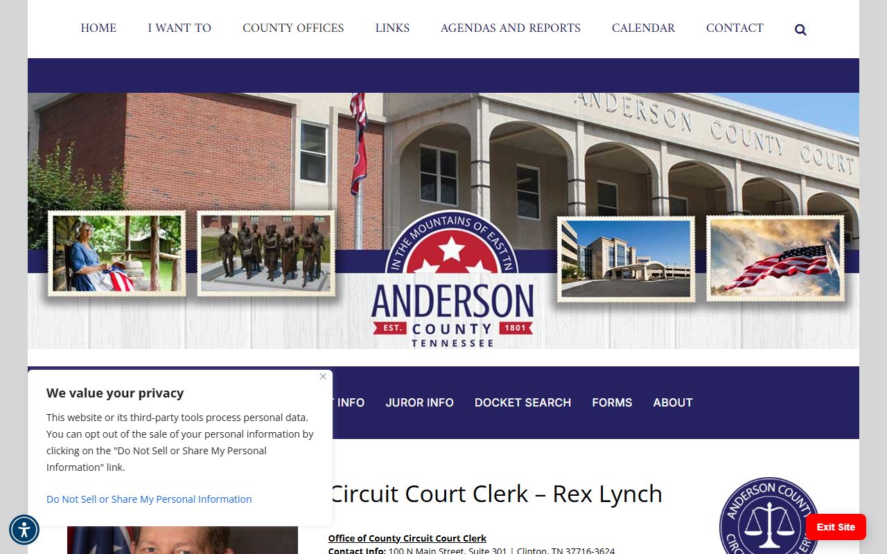 Anderson County DUI Records at the Circuit Court Clerk