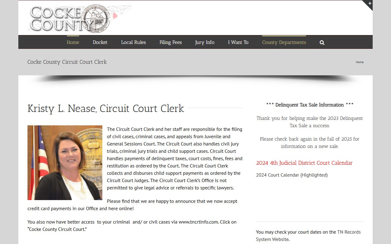 Cocke County DUI Records at the Cocke County Circuit Court Clerk