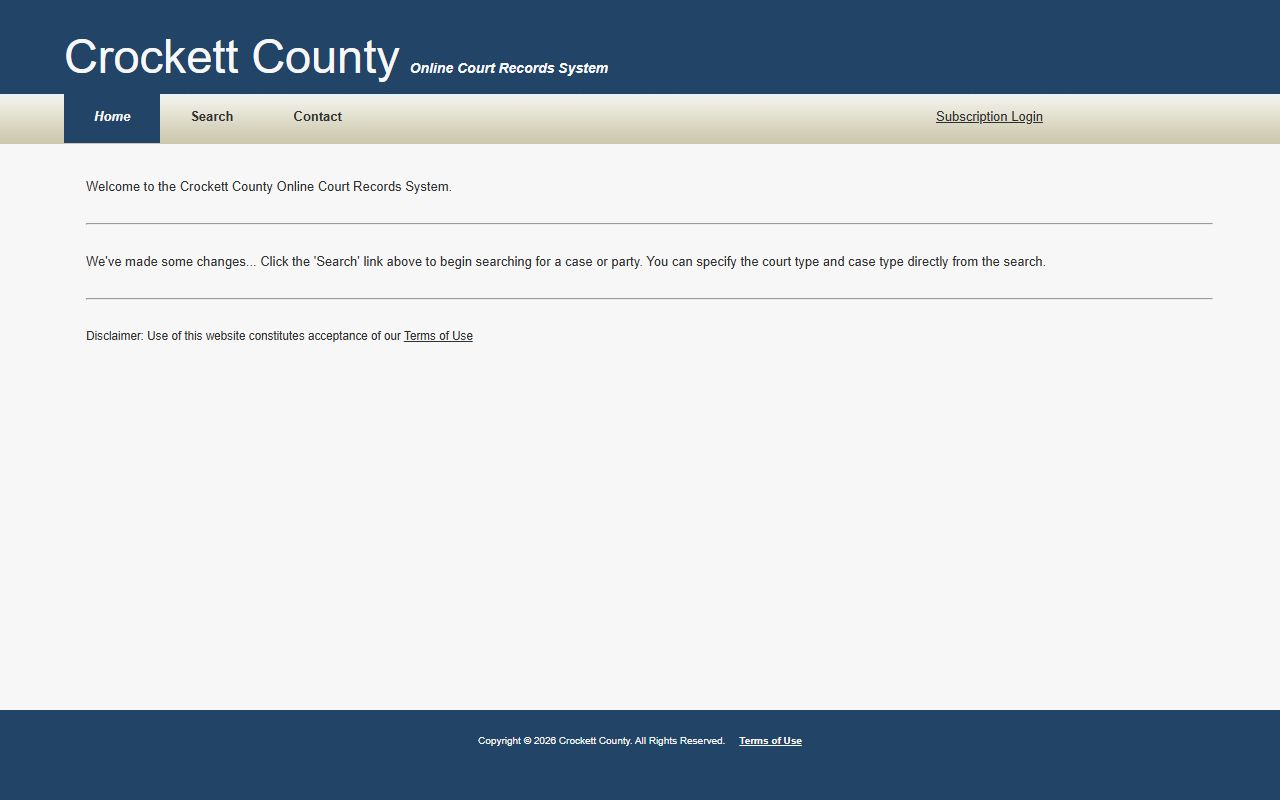 Crockett County DUI Records through the Crockett County court records portal