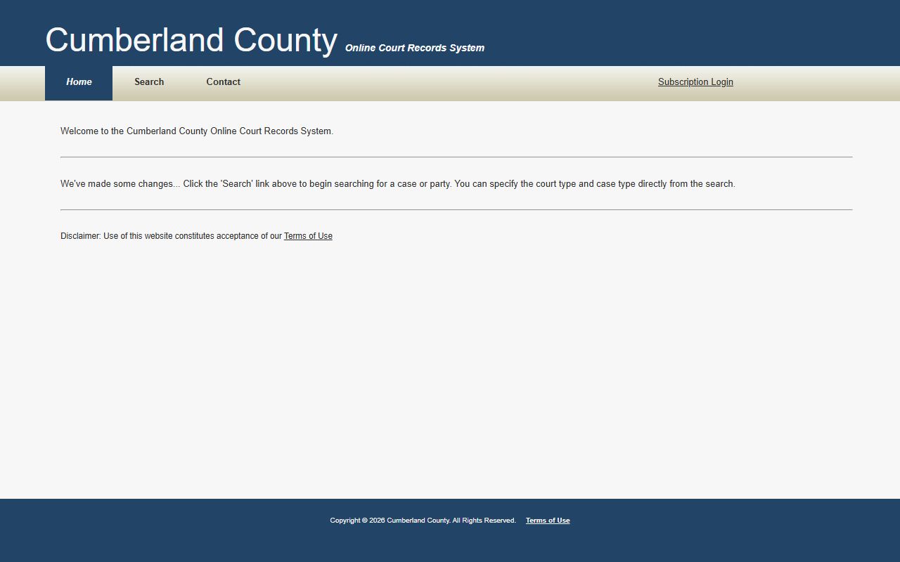 Cumberland County DUI Records through the county court records portal