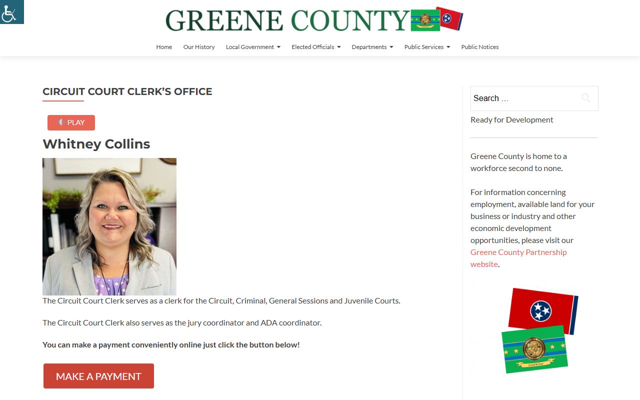 Greene County DUI Records Circuit Court Clerk page