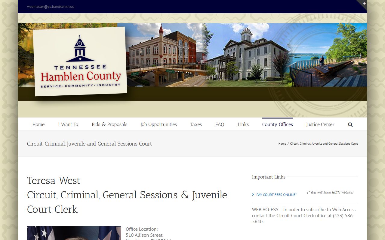 Hamblen County DUI Records Circuit Court Clerk page