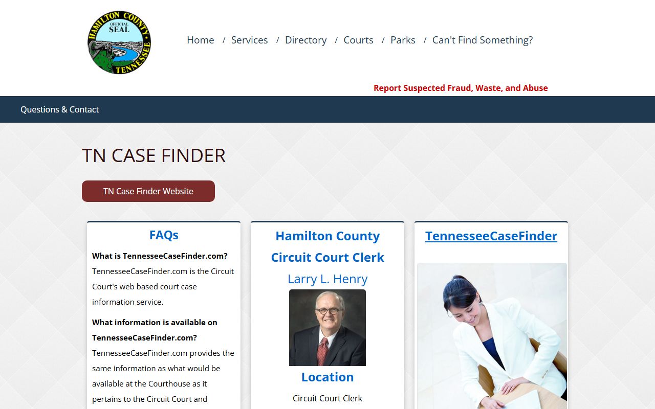 Hamilton County DUI Records Circuit Court Clerk page