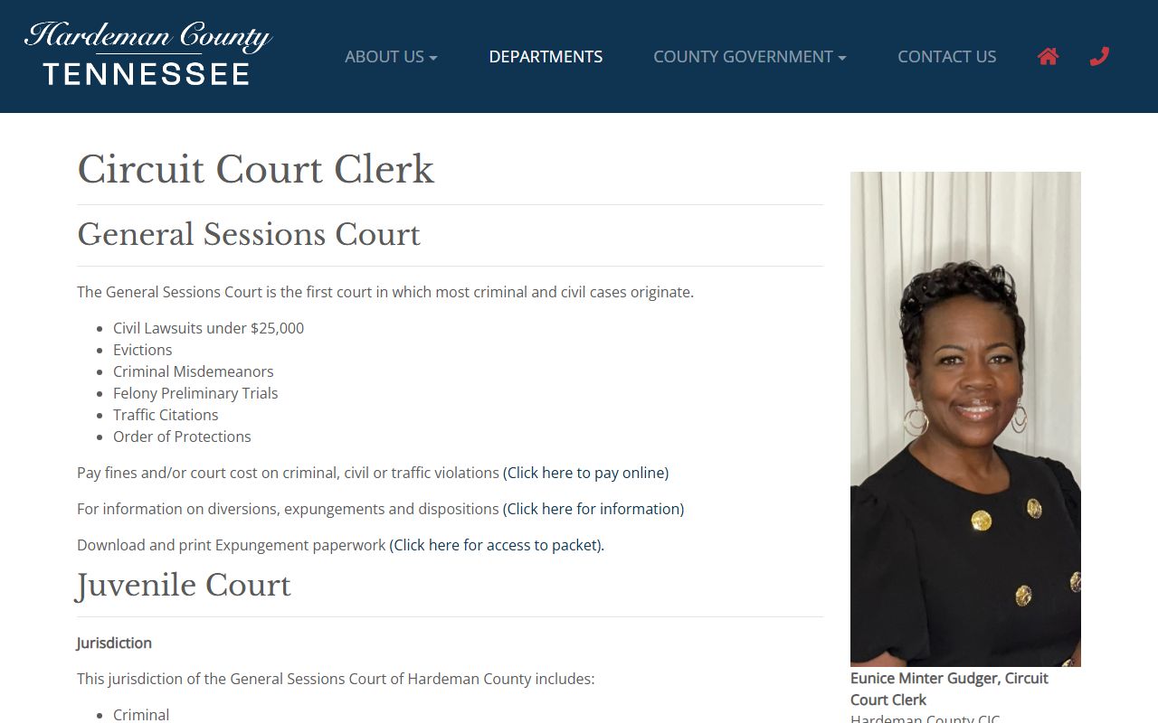 Hardeman County DUI Records Circuit Court Clerk page