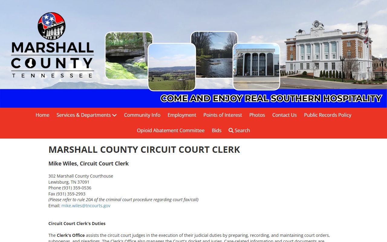 Marshall County DUI records at the Circuit Court Clerk
